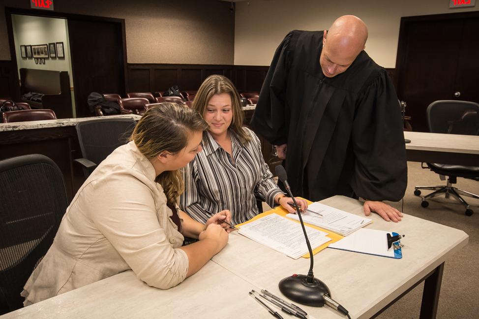 A group of lawyers going over the details of a case